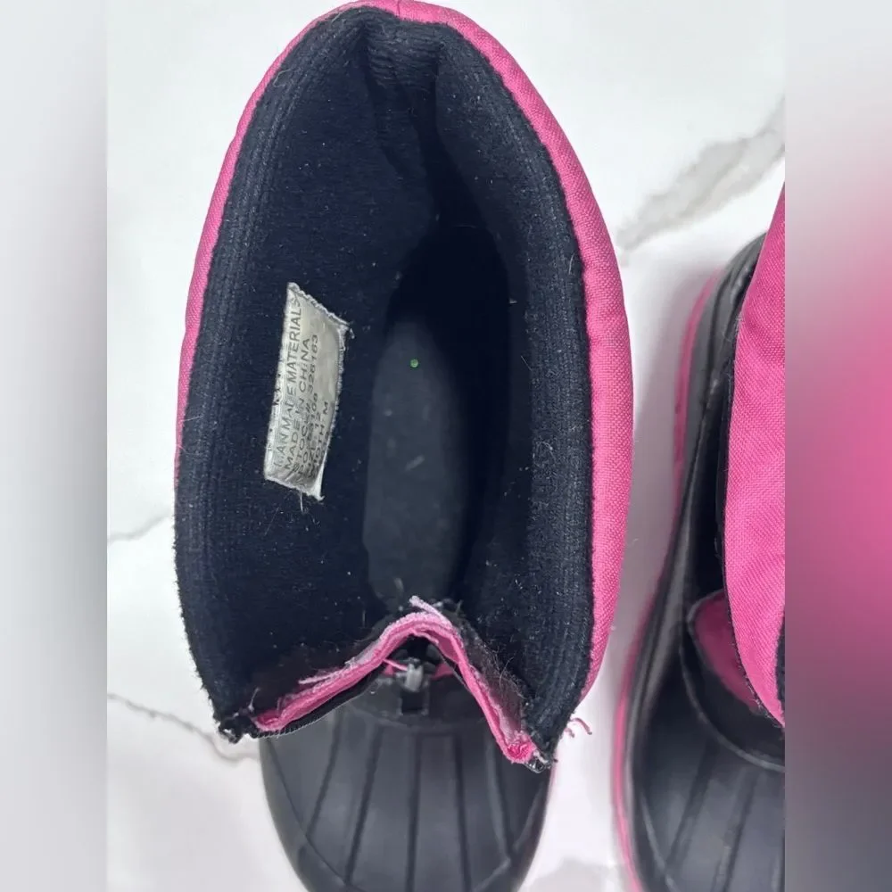 Arctic Shield | Girls Pink Black Padded Winter Snow Boots Size 12 Toddler
